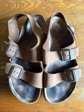 Birkenstock Brown Suede Double-Buckle Men’s Sandals